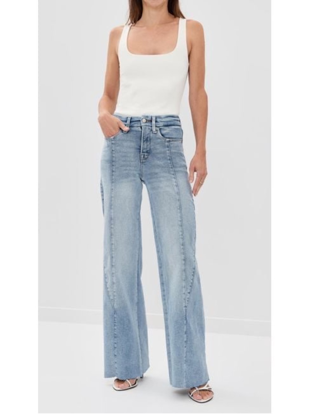 Good American petite Palazzo Wide-Leg Jeans